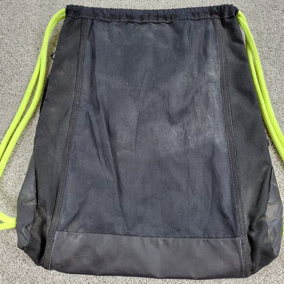 Adidas Thunder Drawstring Backpack 18" Black Blue 2 Zipper Sports School Gym - Picture 3 of 16
